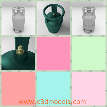 3d model of a gas cylinder - There is a 3d model which is about a gas cylinder. This gas cylinder is painted with deep green paints.