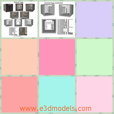 3d model of animal cages - This is a 3d model which is about animal cages which include cage, cage door, padlock and danger sign. These cages are cuboids and they are very reliable.