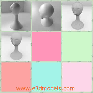 3d model of wig mannequin - This is a 3d model which is about a wig mannequin. It is a plastic head on which you can put a wig.