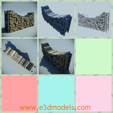 3d model th firewood - This is a 3d model of the firewood,which is accumulated orderly.The model is great and very practical.