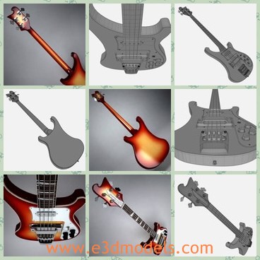 3d model the bass - This is a 3d model of the bass,which is the common musicle instrument in the daily life.The guitar is modern and made based on a right hand 4003 bass.