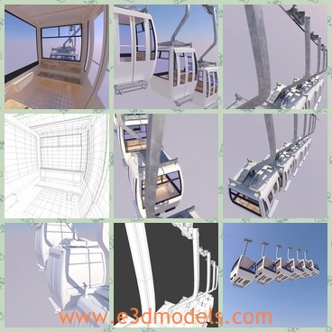 3d model the cable car - This is a 3d model of the cable car,which is the common vehicle between mountains,especially in the touring areas.The cable car is convenient and modern.