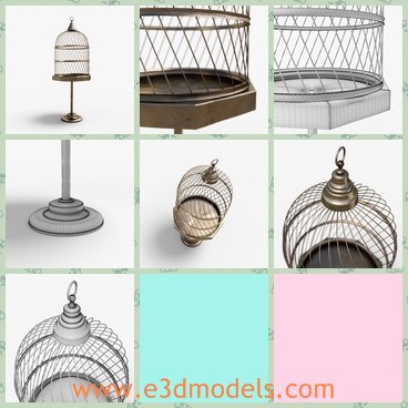 3d model the cage for birds - This is a 3d model of the cage for birds,which is a high quality polygonal model of an antique decorative birdcage.
