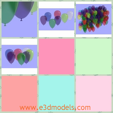3d model the colorful balloons - This is a 3d model of the colorful balloons,which are cute and flying in the sky.
