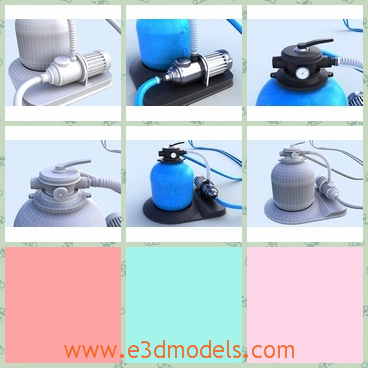 3d model the filter in the swimming pool - This is a 3d model of the filter in the swimming pool,which is the common machine in the pool.The model is made in high quality.