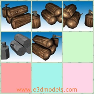 3d model the logs - This is a 3d model about the logs and axes,which are the common stuffs in people's daily life.
