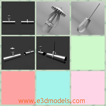 3d model the metal sprinkler - This is a 3d model of the metal sprinkler,which is created with a hanger.The model is built in high quality.
