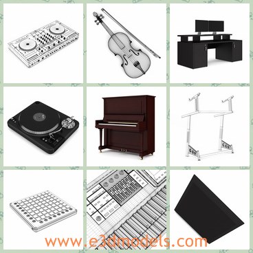 3d model the music collection - This is a 3d model of the music collection,which contains the keyboard,audio racks, headphones, speakers and many more. Great for your interior visualization projects.