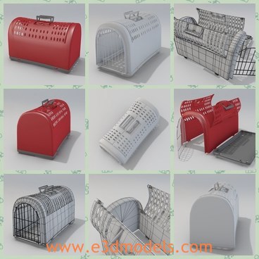 3d model the portable cage - This is a 3d model of the portable cage,which is plastic and common in life.The cage is red and created with hollows.