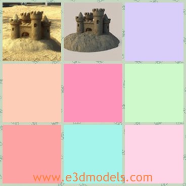 3d model the sandcastle - This is a 3d model about the sandcastle,which is made near the beach by kids and the model is so fine and pretty glorious.