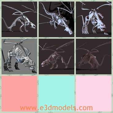 3d model the skeleton of dragon - This is a 3d model of the skeleton of dragon,which is large and fantastic.THe model is a rare creature with wings at that time.