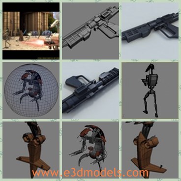 3d model the stuffs in the star wars - This is a 3d model of the stuffs in the star wars,which contains the robot,the weapon,the blaster and the globe.