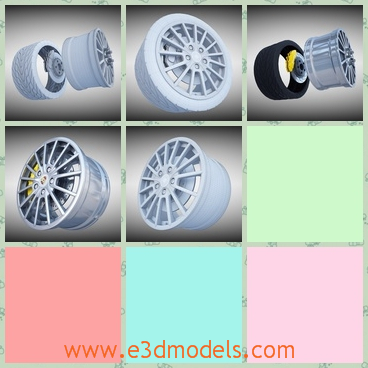 3d model the wheel of Porsche cars - This is a 3d model of the wheel of Porsche,which is the famous and great brand in the world.The wheel was created in high quality.
