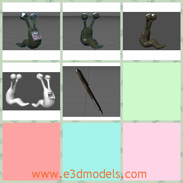 3d models of slug and pen - These are 3d models which are about two slugs and a pen. These slugs have two small horns and they are yelling.