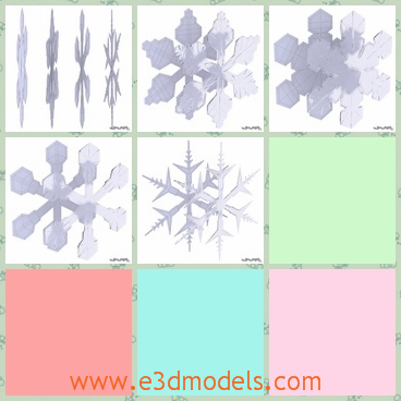 3d models of snowflakes - These 3d models are about snowflakes. Each one of the four types of snowflake has his own bump map with a resolution of 2048 x 2048 pixels.