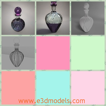 3d model perfume bottle - This is a 3d model about the perfume bottle,which is made of glass and is filled with liquid.The design seems like de ornament on the necklace.