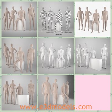 3d model the mannequins - THis is a 3d model of the mannequin in the showroom,which is tall and naked.The model is originally created with plastic materials.