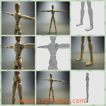 3d model the wooden puppet - This is a 3d model of the wooden puppet,which is long and thin.The model is the new product of the artist.