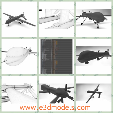 3d model a drone with a round head - This is a 3d model of the predator tyoe drone,which has minor modifications to make it a bit different and hopefully to make it look cooler.