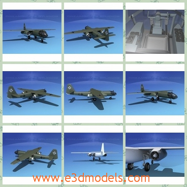 3d model a plane as a bomber - This is a 3d model of a plane,which is used by Nazi as the bomber in the war in 1944.The plane is green,which is aneasy to be found.