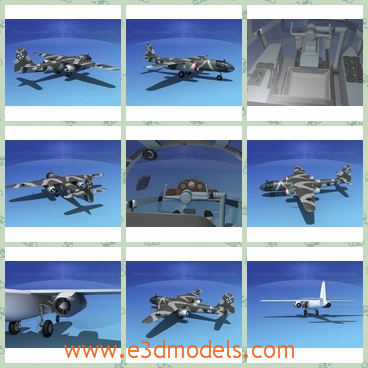 3d model an aircraft of bomber - This is a 3d model of a plane used in mlitary,which is a reconnaissance that flight over the Allied beachhead in Normandy, took place August 2, 1944.