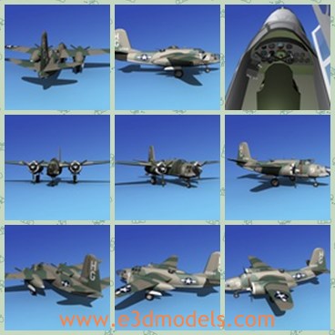 3d model bomber - This is a 3d model of the bomber,which is designed to carry light bomb loads in a tactical bombing role.
