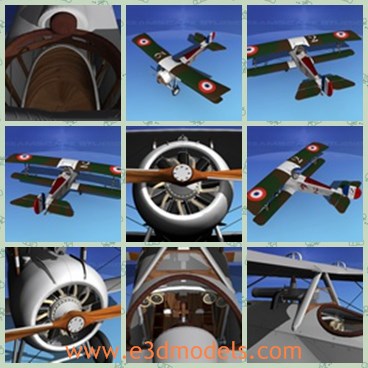 3d model green plane in the amry - This is a 3d model of the green plane in the army,which is the France plane with single seat.