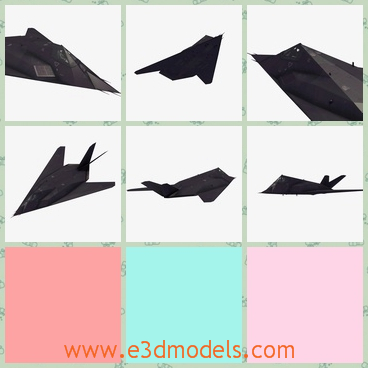 3d model of a F117 nighthawk stealth aircraft - This is a cool 3d model which is about a F117 nighthawk stealth aircraft. This aircraft has a large metal body in dark gray color and it has a pointed nose and sharp wings.