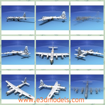 3d model of dreamscape B-50 superfortress - This 3d model is about a dreamscape B-50 superfortress II V09 which has animateable flaps, ailerons, a landing gear, landing gear doors, elevators, a rudder, bomb bay doors, turret guns and propellers,