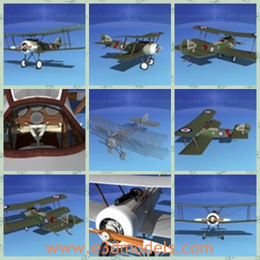 3d model the aircraft in antique style - This is a 3d model of the aircraft in antique style,which is created with one single seat.The plane is the necessary weapon in the war time.