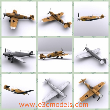 3d model the aircraft with the cross - This is a 3d model of the fighter with the cross of each wings of the plane.The model was used by Nazi army during the World War Two.