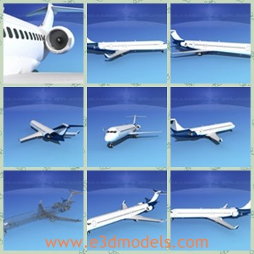 3d model the airplane - This is a 3d model of the airplane,which is a regional airliner capable of seating 98 to 105 passengers and 2 cockpit crew.