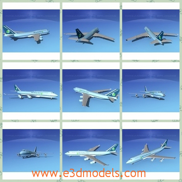 3d model the airplane 744-800 - This is a 3d model of the airplane Boeing 744-800,which has a larger upper deck providing more capacity for seating passengers or carrying freight.
