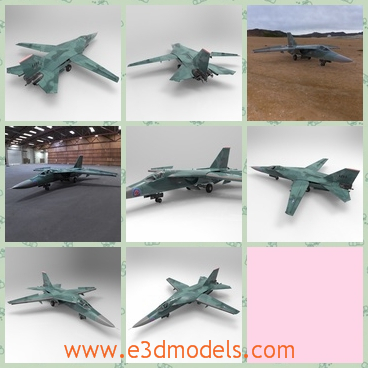 3d model the airplane F 111 - This is a 3d model of the airplane F 111,which is a medium-range strategic bomber, reconnaissance, and tactical strike aircraft designed in the 1960s.