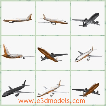 3d model the airplane for commercial usage - This is a 3d model of the airplane for commercial usage.The plane is large and has narrow passage.