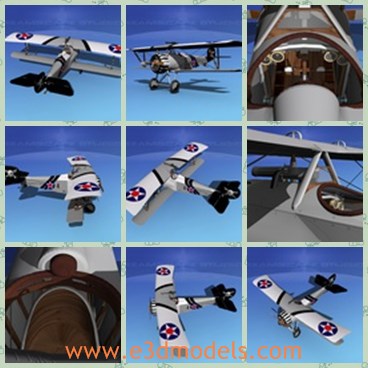 3d model the airplane in 1918 - This is a 3d model of the airplane in 1918,which is old and antique.The model was powered with a 90 hp Le Rhone rotary engine and in later development was powered with a 130 hp Le Rhone rotary engine.