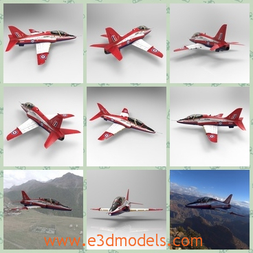 3d model the airplane in red - This is a 3d model of the airplane BAE Systems Hawk,which is modern and is a British single-engine, advanced jet trainer aircraft. It was first flown at Dunsfold.