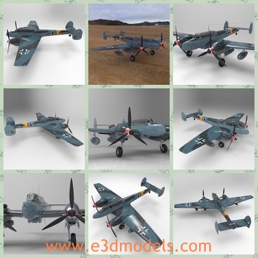 3d model the airplane in the army - This is a 3d model of the airplane in the army,which is the common and powerful weapon of Germany in the WW2.