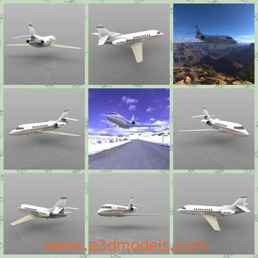 3d model the airplane in white - This is a 3d model of the airplane in white.The Falcon 900 is a development of the Falcon 50, itself is a development of the earlier Falcon 20.