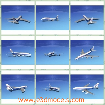 3d model the airplane of Boeing 747 - This is a 3d model of the airplane of Boeing 747,which is modern and has a larger upper deck providing more capacity for seating passengers or carrying freight.