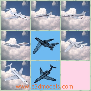 3d model the airplane used in business - This is a 3d model of the airplane used in business,which is flying in the sky.The model is private and luxury.