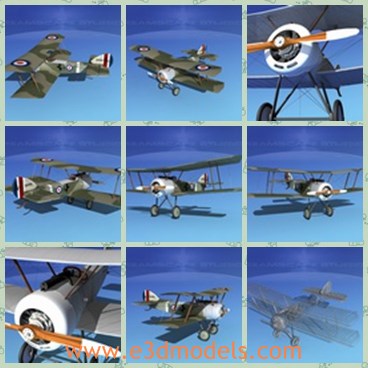 3d model the antique aircraft - This is a 3d model of the antique aircraft,which is the common type in the army as the powerful weapon. It had good power, maneuverability and performance when introduced.