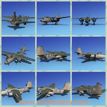 3d model the army plane - This is a 3d model of the army plane,which is  designed to carry light bomb loads in a tactical bombing role.