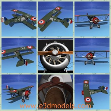 3d model the army plane - This is a 3d model of the army plane,which is powered with a 90 hp Le Rhone rotary engine and in later development was powered with a 130 hp Le Rhone rotary engine.