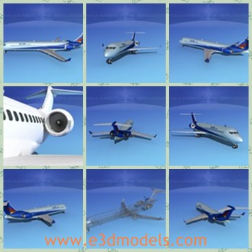 3d model the blue plane - This is a 3d model of the blue plane,which It is a regional airliner capable of seating 98 to 105 passengers and 2 cockpit crew.