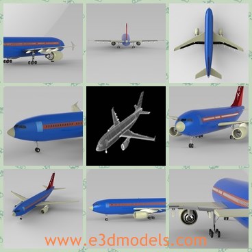 3d model the blue plane - This is a 3d model of the blue plane made in mini size,which is realistic and in details.The model is cute and popular for private use.