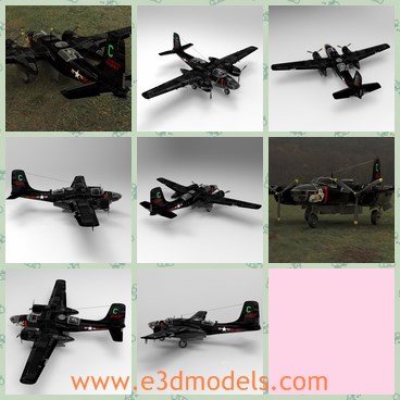 3d model the bomber - This is a 3d model of the bomber,which first flown in 1942,The last B-26 was retired from service in 1972 by the National Guard Bureau and donated to the National Air and Space Museum.