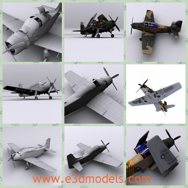 3d model the bomber used in Vietnam - This is a 3d model of the bomber,which is used in the Vietnam War several years ago.The aircraft became a piston-powered, propeller-driven anachronism in the jet age, and was nicknamed &quotSpad&quot.