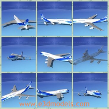 3d model the commercial airplane - This is a 3d model of the commercial airplane,which is large and heavy and made with high quality.