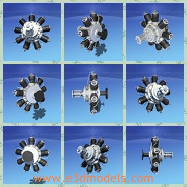 3d model the engine of aircraft - This is a 3d model of the engine of aircraft,which is described by Thomas Sopwith as one of the major engine design improvements to that time, it was used in many aircraft of the day.